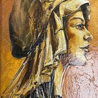 Female Profile Art Impasto Oil on Canvas by WI artist Ellen Sprogø-Topelmann