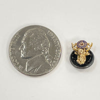 Vintage 10K Elks Club Pin w Garnet Eyes & Sterling Back, 0.34g Gold Weight
