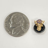 Vintage 10K Elks Club Pin w Garnet Eyes & Sterling Back, 0.34g Gold Weight