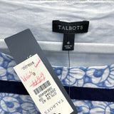 NWT Wmns TALBOTS Blue White Striped Floral Short Sleeve Eyelet Top Sz 6 MSRP$119