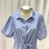 NWT J.Crew Women's Sz 20 Striped Blue White Short-Sleeve Collared Shirt Dress