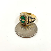10K Yellow Gold Jostens Green Spinel & Glass Accent Class Ring Size 6.25, 8.08g