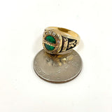 10K Yellow Gold Jostens Green Spinel & Glass Accent Class Ring Size 6.25, 8.08g