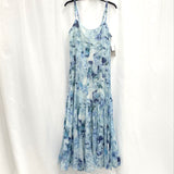 NWT Chelsea 28 Blue Sponge Paint Pattern Long A-Line Paneled Dress Women’s Sz M