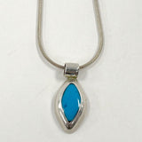 18" Sterling Silver Turquoise Inlay Marquise Pendant Necklace, 5.38g