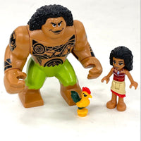 Moana, Maui, And Hei Hei LEGO Minifigures From 41150 Moana's Ocean Voyage