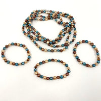 925 Sterling Silver Clasp Multi Colored Dyed Pearl Necklace Bracelet Set 130.22G