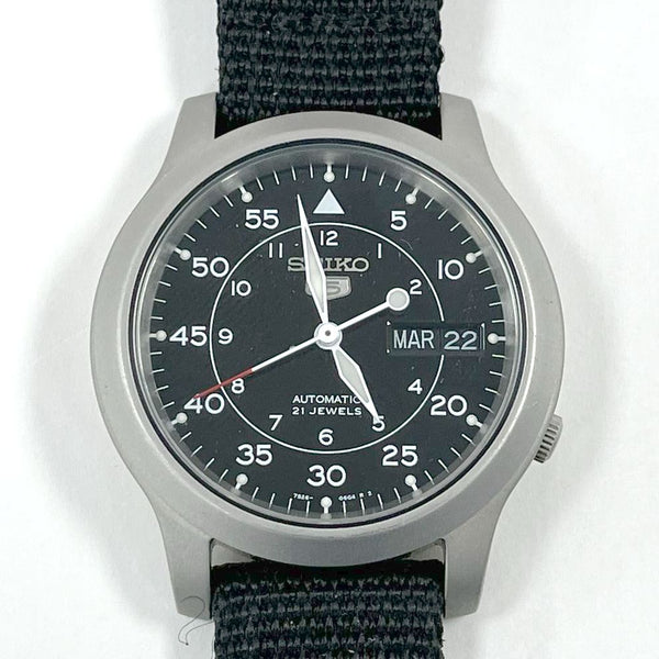Seiko 5 Military Men's 7S26-02J0 Automatic Stainless Watch W/Black Nylon Band