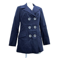 Wmns Vintage GIMTEX ENGLAND Navy Blue Double Breasted Pea Coat Jacket 36" Bust