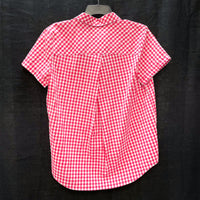 Wmns SOUTHERN TIDE Pink Gingham Lightweight Short Sleeve Collared Shirt Sz L