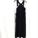 NWT Madewell Black Cotton Adjustable Strap Waist Tied Long Dress Women’s Sz 2