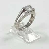 Sterling Silver Princess Cut Cubic Zirconia Solitaire Ring Size 5.5, 3.56g