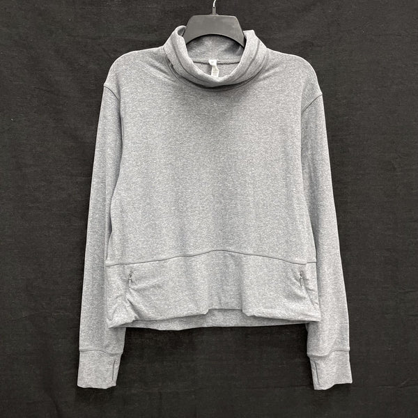 Wmns LULULEMON Gray Heather Ready To Rulu Pullover Mock Neck Sweatshirt Sz 6