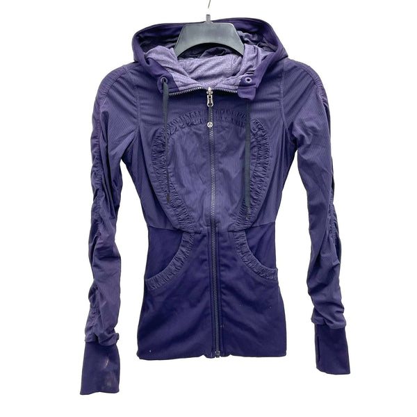 Wmns LULULEMON Purple Dance Studio Jacket Reversible Hoodie Sweater Sz 2