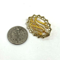 14K Yellow Gold "W" Cursive Monogram Filigree Brooch/Pin, 2.73g