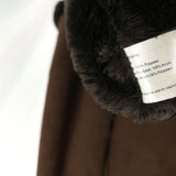 Wmns Y2k GALLERY Dark Brown Faux Sheepskin Suede Fur Lined Long Coat Jacket Sz S