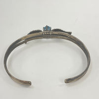 Ted Ott Signed Sterling Silver Southwestern Bangle with Blue CZ Stone - 10.94g