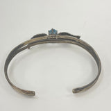 Ted Ott Signed Sterling Silver Southwestern Bangle with Blue CZ Stone - 10.94g