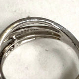 Size 7 Sterling Silver Pave 1mm Black & Clear Diamond Crossing Bands Ring 3.74g