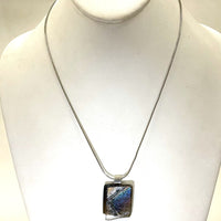 19.75" Sterling Silver Colorful Dichroic Glass Pendant Necklace, 16.0g