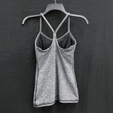 Wmns LULULEMON Gray Heather Power Y Built In Bra Athletic Tank Top Sz 4