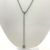 Adjustable 15-17" Sterling Silver 4mm CZ Drop 3" Y Pendant Necklace 2.46 grams