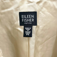 Wmns EILEEN FISHER Cream Beige Italian Wool Tweed Blazer Jacket Sz S Petite