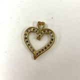 10K Yellow Gold Heart Shaped Pendant w/ Diamond Accents, 2.04g
