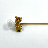 Vintage 14K Stick Pin w 22K+ Gold Nuggets & River Pearl, 1.57g