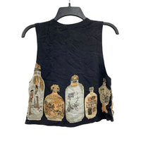 Wmns 90s Vintage EMANUEL UNSARO 100% Silk Asian Chinese Novelty Crop Vest Sz 2