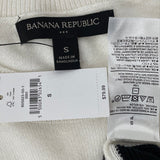 NWT Banana Republic Ivory White Black Accent Stripe Crewneck Sweater Womens Sz S