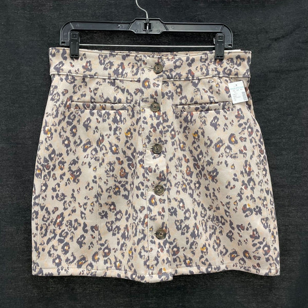 NWT Wmns MAURICES Leopard Print Faux Suede Button Up Short Mini Skirt Sz 10