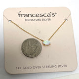 14K Gold Over 925 Sterling Silver New Francesca's Lab Opal Necklace 17 Inch