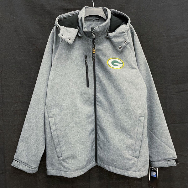 NWT Mens NFL Green Bay Packers Gray Hooded Soft Shell Jacket Sz XL MSRP$125