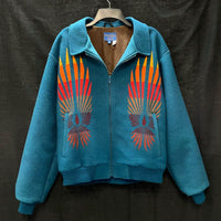 Mens 90s Vintage PENDLETON Beaver State Wool Teal Blue Aztec Pattern Jacket Sz M