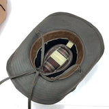 Mens STETSON Wool Blend Dark Brown Faux Leather Crushable Cowboy Hat Sz L