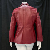 Wmns VALERIE STEVENS Dark Red Genuine Leather Light Blazer Jacket Sz L