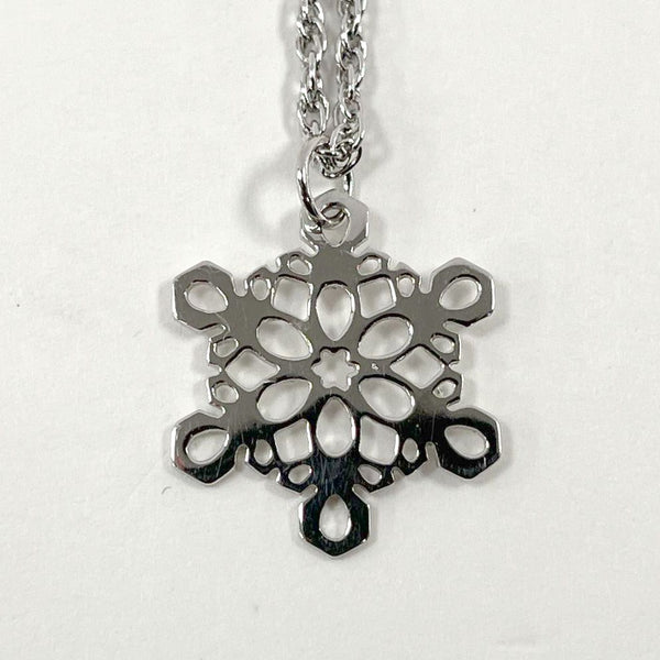 Sterling Silver 18" Openwork Snowflake Pendant Necklace, 4.38g