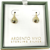 New in Box Argentino Vivo Gold Plated Sterling Silver Droplet Earrings 1.58g