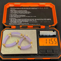 7" Purple Jade Round Panel Bracelet w/ 14K Yellow Gold Accents, 11.55g