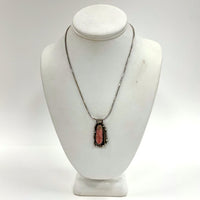 Vintage Sterling Silver Artisan Rhodochrosite Pendant Necklace w/Snake Chain 18"