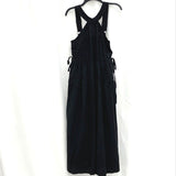 NWT Madewell Black Cotton Adjustable Strap Waist Tied Long Dress Women’s Sz 2