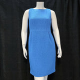 NWT Wmns ANN TAYLOR Blue Jacquard Sleeveless Below Knee Midi Pencil Dress Sz 12