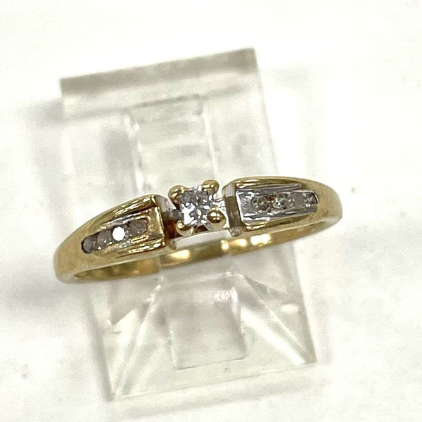 Vintage 10K Yellow Gold 1.5mm & Pave Accent Diamond Ring Size 5, 1.30g