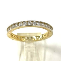 Gold Over Sterling Sz 9 2.8mm Wide CZ Eternity-Style Stacker Ring, 2.53g