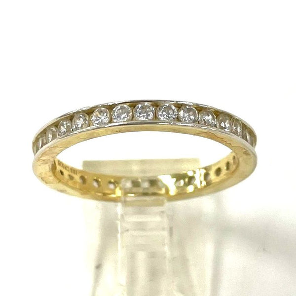 Gold Over Sterling Sz 9 2.8mm Wide CZ Eternity-Style Stacker Ring, 2.53g