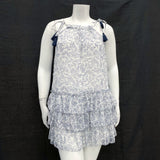 NWT Wmns ACCESSORIZE London Blue White Paisley Seashell Pattern Mini Dress Sz L