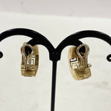 20mm 10K Yellow Gold Greek Key Openwork Design Omega Back Hoop Earrings 6.62g