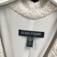 Wmns EILEEN FISHER Cream Beige Textured Button Up Lapel Blazer Jacket Sz S