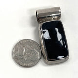 925 Sterling Silver Classic Slider Style Onyx Pendant 13.32 Grams